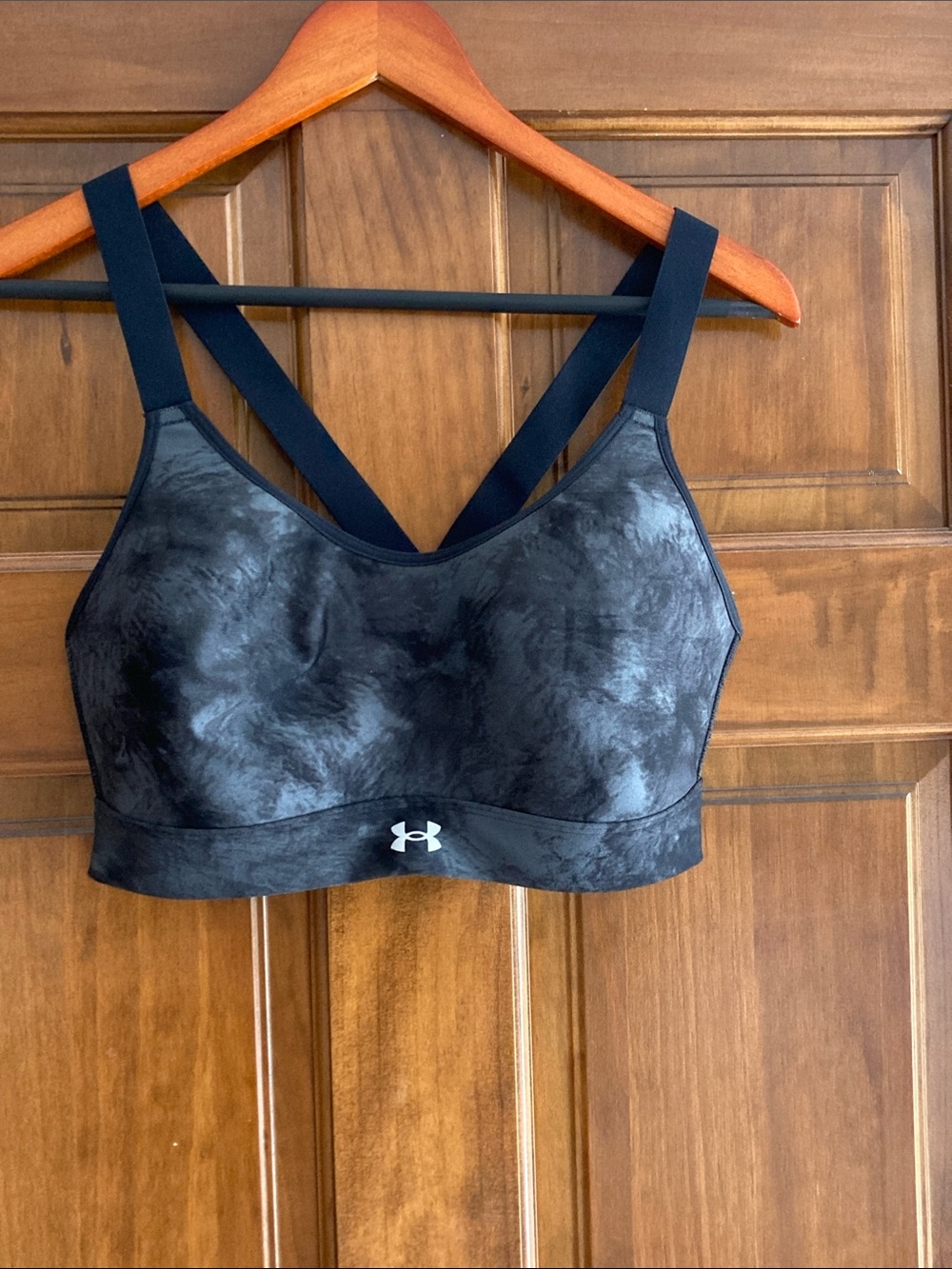 Under Armour Black Marble Sports Bra with Crisscross Straps